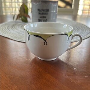 Rosanna Elegant White Teacup with Black and Green Design